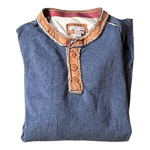 Carbon 2 Cobalt Henley Shirt Men’s XLT Blue Kinetic Long Sleeve Distressed